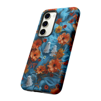 Gruselige florale Halloween Handyhülle, Herbstliche Geister und Blumen Design Hülle für Smartphones, Robuste Handyhüllen