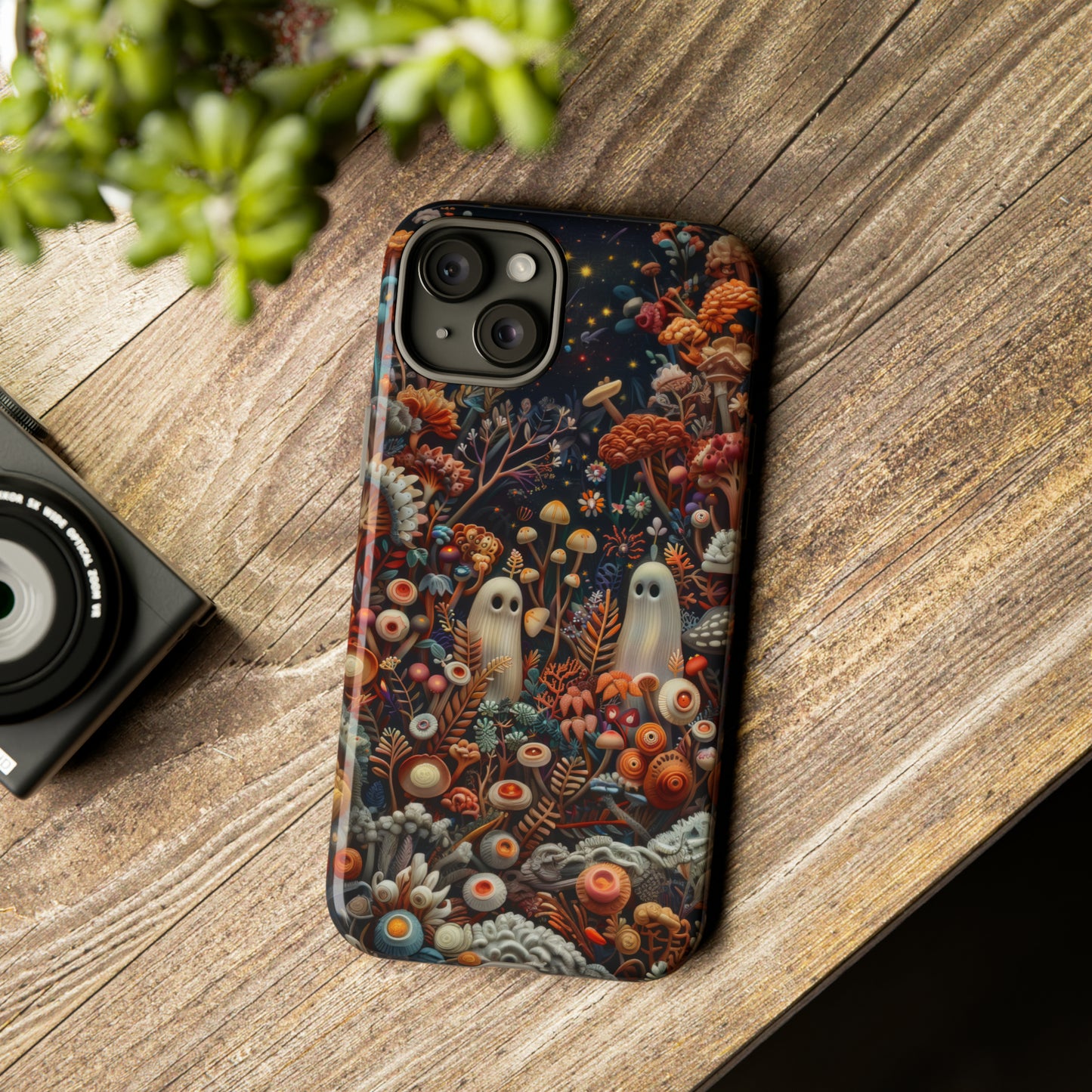 Cosmic Fantasy iPhone Case, Space-Themed Mushroom Design, Protective Cover with Galactic Charm, Tough Phone Cases