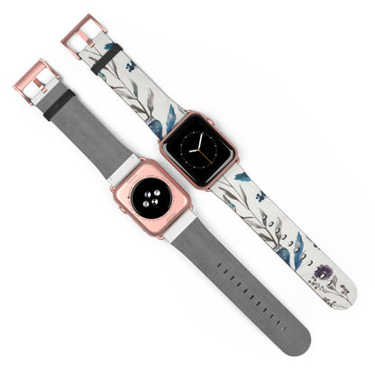 Florale Eleganz Apple Watch Band | Schickes Armband mit botanischem Design. Apple Watch Band Apple Watch Armbänder für Serie 4 5 6 7 8 9 ULTRA SE 38/40/41 mm und 42/44/45 mm veganes Kunstlederband 