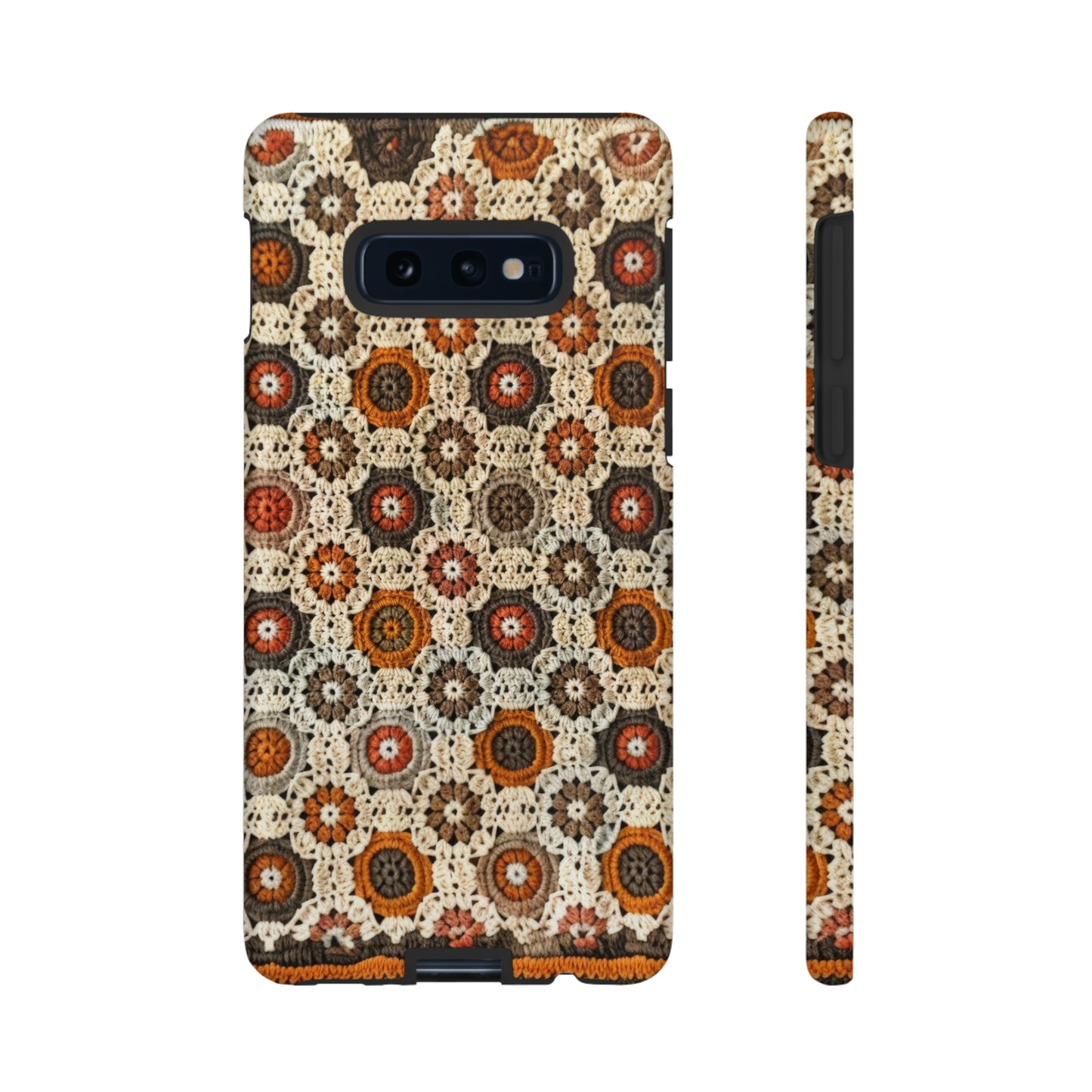 Custodia per iPhone retrò in pizzo all'uncinetto, estetica dal design artigianale, custodia protettiva in stile vintage, custodie per telefono resistenti