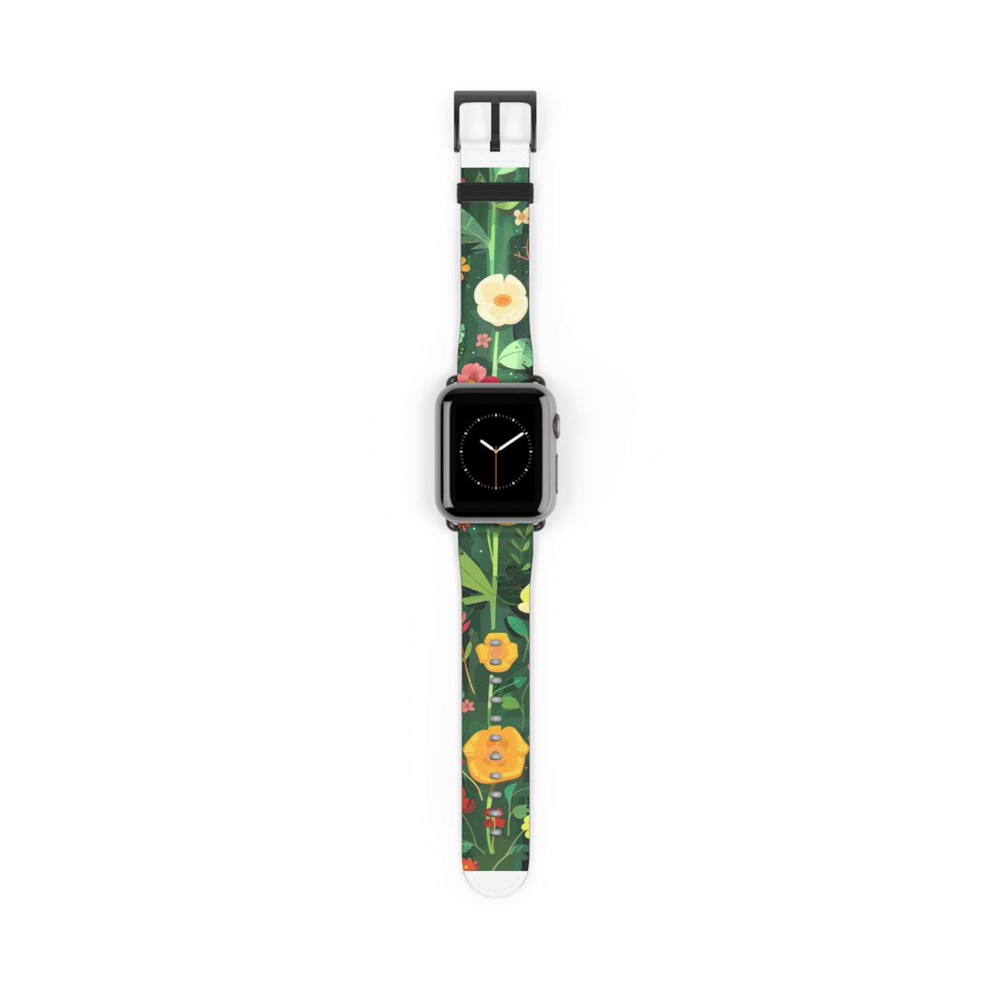 Sunny Meadow Apple Watch Strap, Lively Floral Smartwatch Band, Spring Blossom and Poppy Wristband, Nature-Themed Accessory. Apple Watch Band Apple Watch Straps For Series 4 5 6 7 8 9 ULTRA SE 38/40/41mm & 42/44/45mm Vegan Faux Leather Band