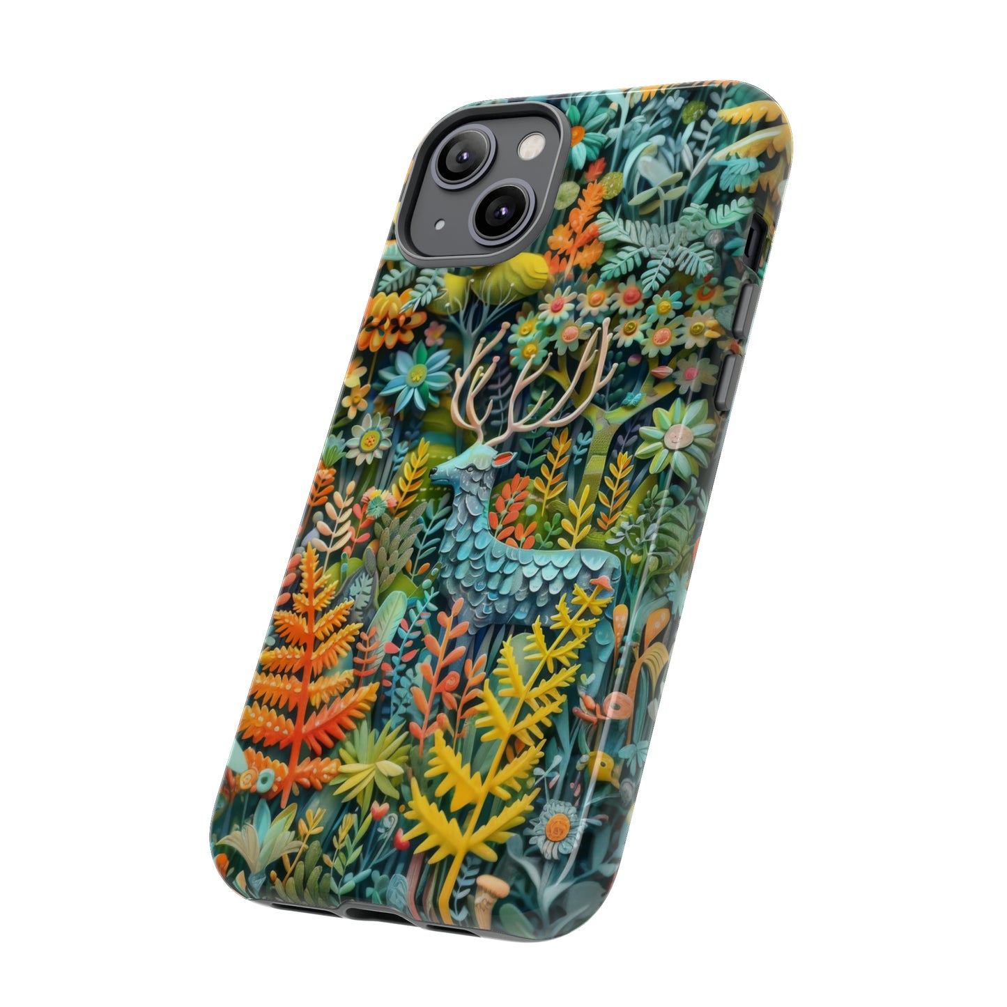 Zauberhafte Waldhirsch iPhone Hülle, Zauberhaftes Fauna- und Flora-Design, Schützende, von der Natur inspirierte Hülle, Robuste Handyhüllen