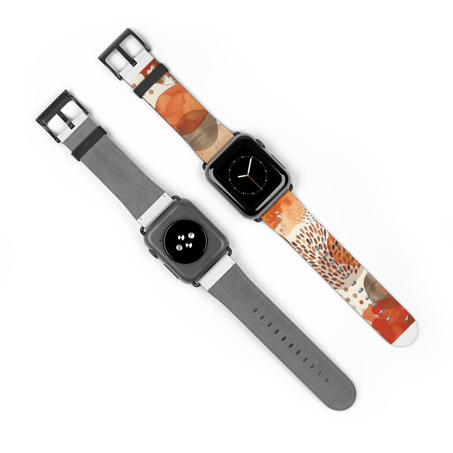 Autumn-Inspired Abstract Apple Watch Band, Earthy Tones Watercolor Design, Elegant Smartwatch Accessory. Apple Watch Band Apple Watch Straps For Series 4 5 6 7 8 9 SE 38/40/41mm & 42/44/45mm Vegan Faux Leather Band