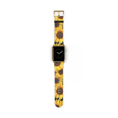 Vibrant Sunflower Fields Apple Watch Strap | Cheerful Floral Design Band | Botanical Smartwatch Accessory | Summer Style Must-Have. Apple Watch Band Apple Watch Straps For Series 4 5 6 7 8 9 ULTRA SE 38/40/41mm & 42/44/45mm Vegan Faux Leather Band