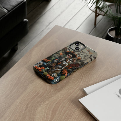 Custodia per telefono Dia de los Muertos, Cover con design di coppia scheletrica, Accessorio protettivo festivo per telefono, Custodie per telefono resistenti 