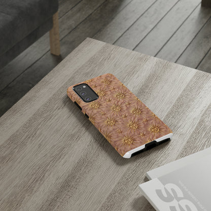 Custodia per iPhone con motivo sole celeste, design solare 3D strutturato, custodia protettiva lussuosa, custodie per telefono resistenti