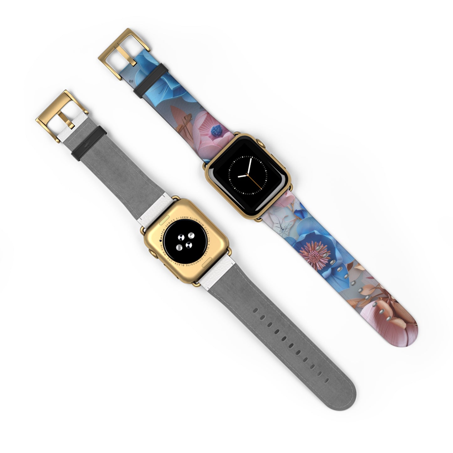 Cinturino per Apple Watch Serene Blue Botanicals, design floreale tranquillo, accessorio rilassante per smartwatch. Cinturino Apple Watch Cinturini Apple Watch per serie 4 5 6 7 8 9 ULTRA SE 38/40/41 mm e 42/44/45 mm Cinturino in ecopelle vegana