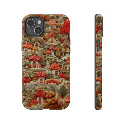 Custodia per iPhone Il villaggio dei funghi incantati, grafica con funghi fantasy, custodia protettiva unica, custodie per telefoni resistenti