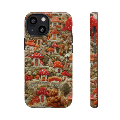 Custodia per iPhone Il villaggio dei funghi incantati, grafica con funghi fantasy, custodia protettiva unica, custodie per telefoni resistenti