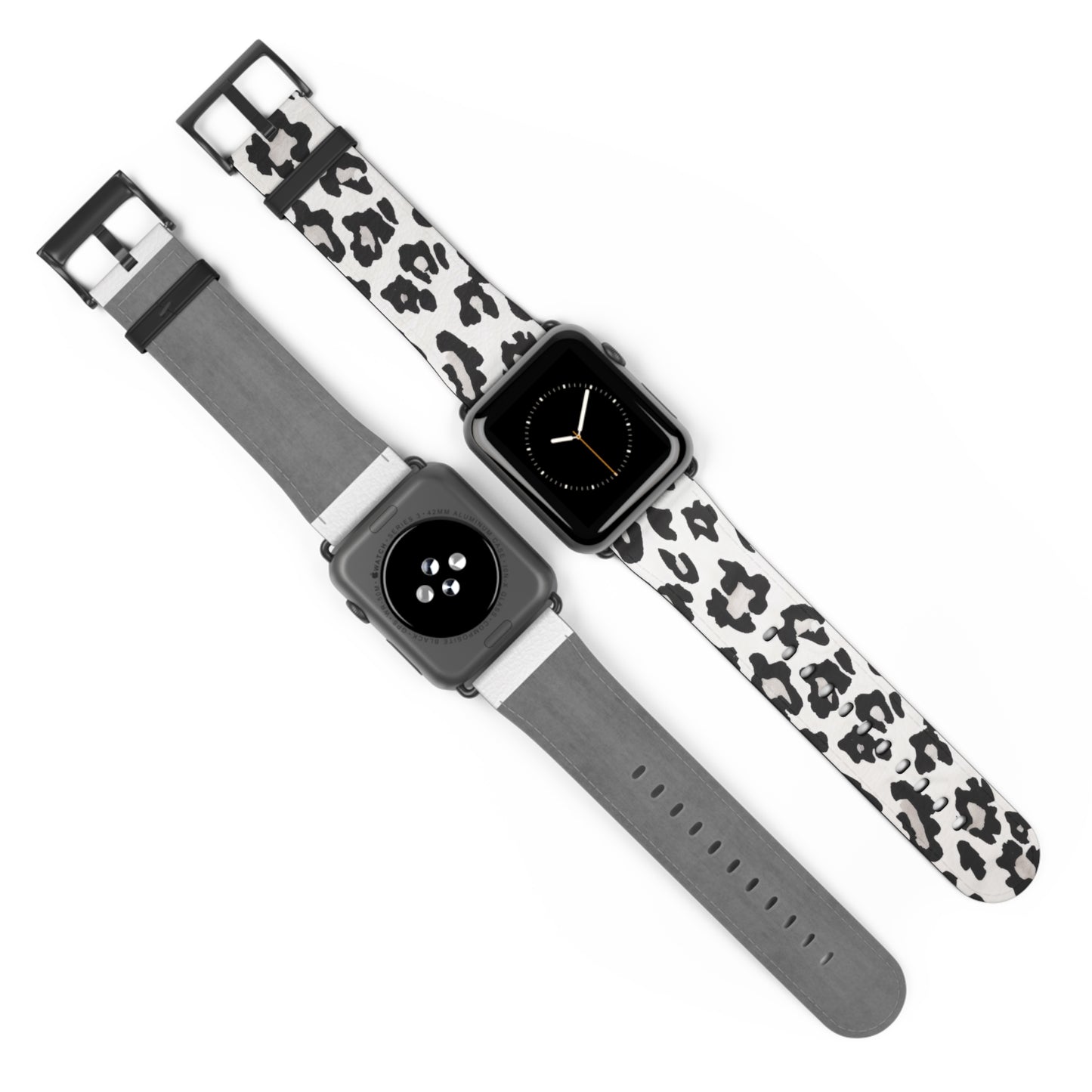 Klassisches schwarz-weißes Apple Watch-Armband mit Rindsledermuster | Armband im Farmhouse-Stil. Apple Watch-Armband Apple Watch-Armbänder für Serie 4, 5, 6, 7, 8, 9, ULTRA SE, 38/40/41 mm und 42/44/45 mm, veganes Kunstlederarmband 