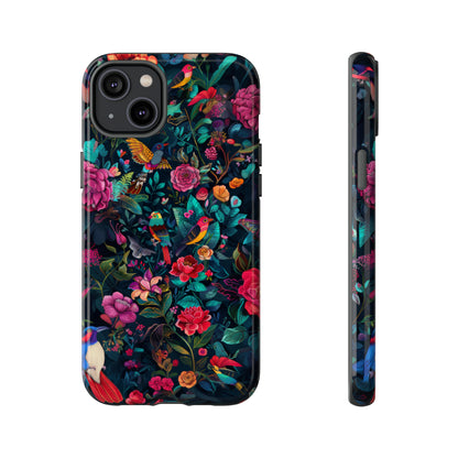 Tropische Vögel und Blüten iPhone Hülle, Exotisches Blumenparadies, Lebendige Schutzhülle, Robuste Handyhülle