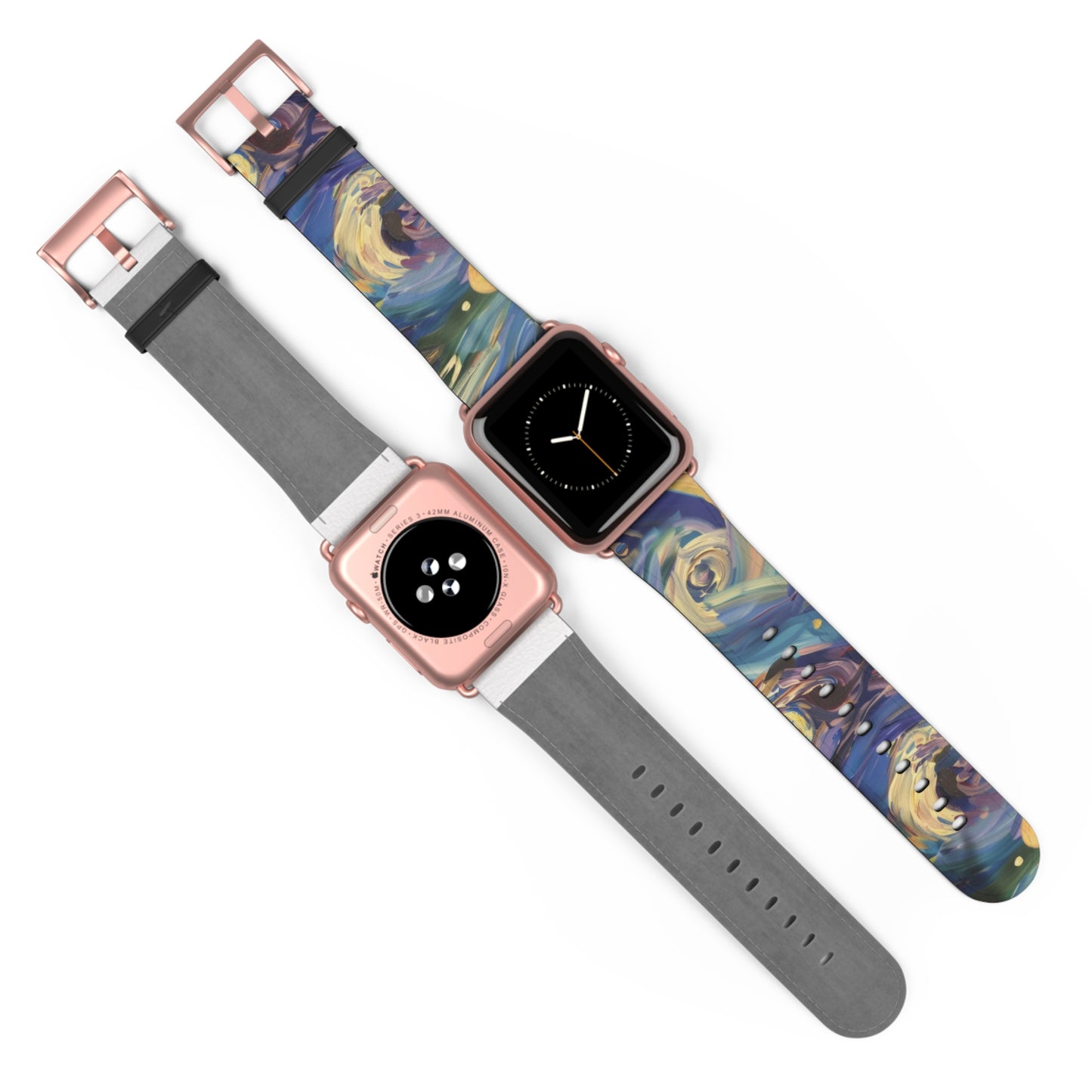 Starry Night Swirl Apple Watch Band, Van Gogh Inspired Art Strap, Expressionist Painting Accessory, Unique Art Lover's Watch Band, Creative Gift Idea. Apple Watch Straps For Series 4 5 6 7 8 9 ULTRA SE 38/40/41mm & 42/44/45mm Vegan Faux Leather Band