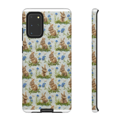 Springtime Bunnies iPhone Hülle, Entzückendes Kaninchen- und Glockenblumen-Design, Bezaubernde Schutzhülle, Robuste Hüllen 