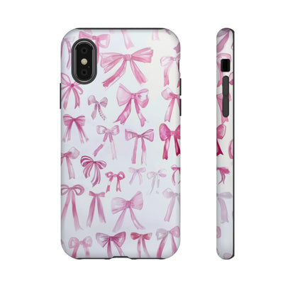 Pretty Pink Bows Phone Case, Feminine Ribbon Design Cover for Smartphones, Charming Accessory, Tough Phone Cases