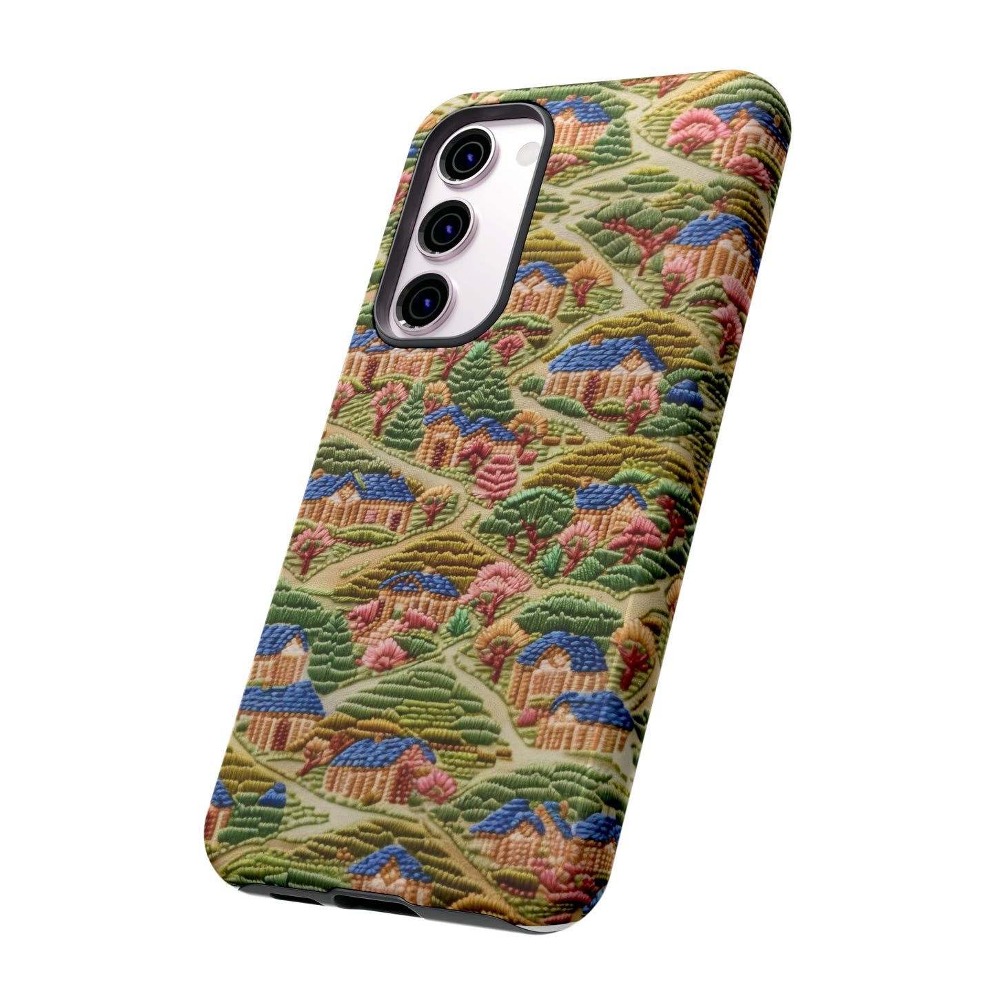 Caratteristica custodia per iPhone trapuntata in stile country, design patchwork affascinante, cover per telefono artistica e protettiva, custodie per telefono resistenti