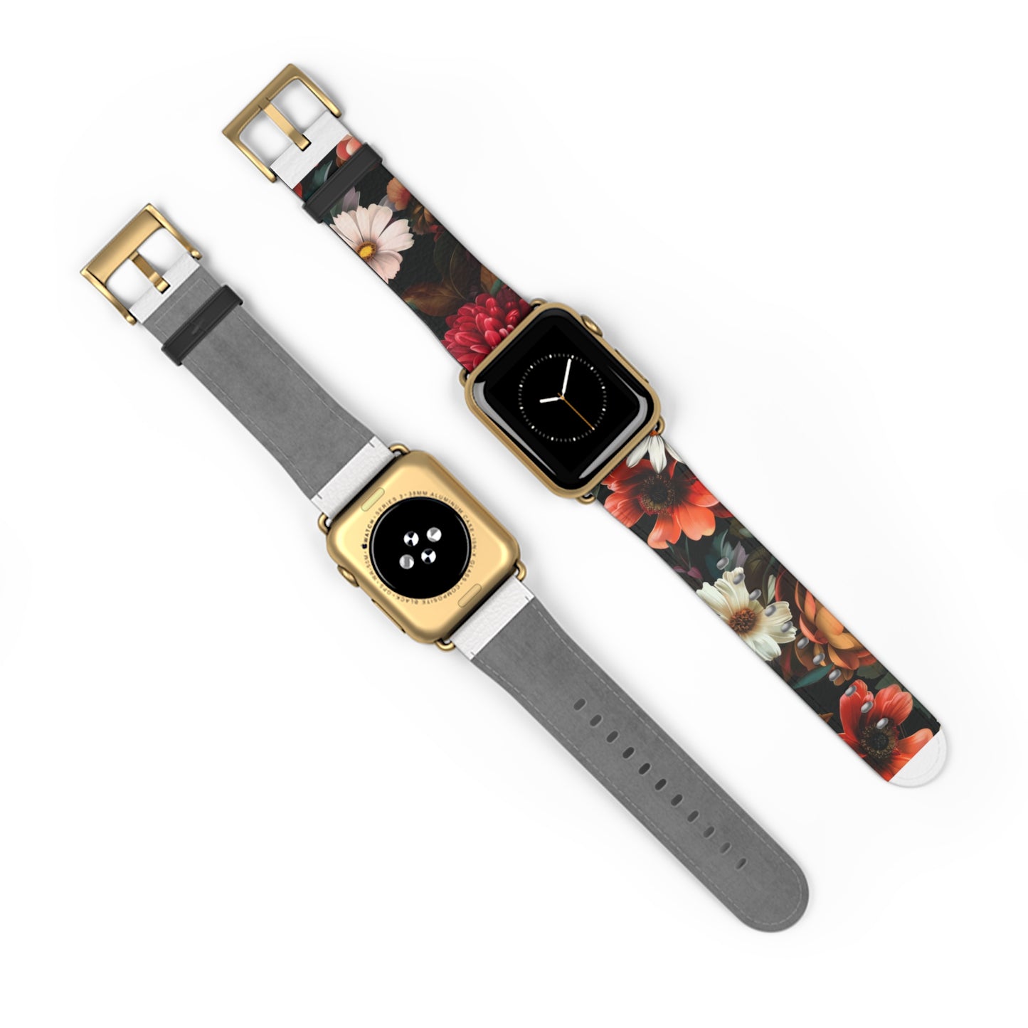 Autumn Bloom Elegance Apple Watch Band, Fall Flower Symphony Smartwatch Strap, Rich Floral Tapestry Wristband Accessory. Apple Watch Band Apple Watch Straps For Series 4 5 6 7 8 9 ULTRA SE 38/40/41mm & 42/44/45mm Vegan Faux Leather Band