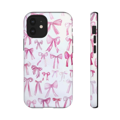 Pretty Pink Bows Phone Case, Feminine Ribbon Design Cover for Smartphones, Charming Accessory, Tough Phone Cases