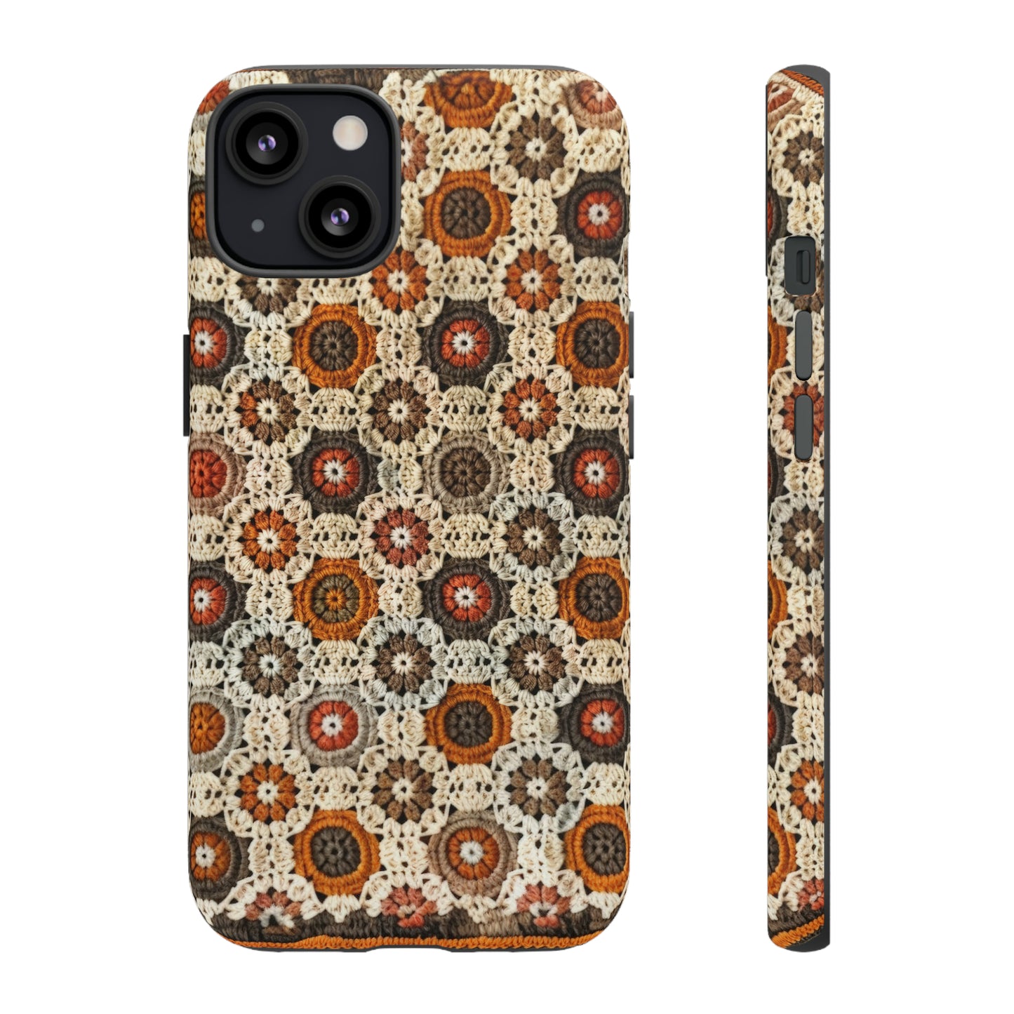 Custodia per iPhone retrò in pizzo all'uncinetto, estetica dal design artigianale, custodia protettiva in stile vintage, custodie per telefono resistenti