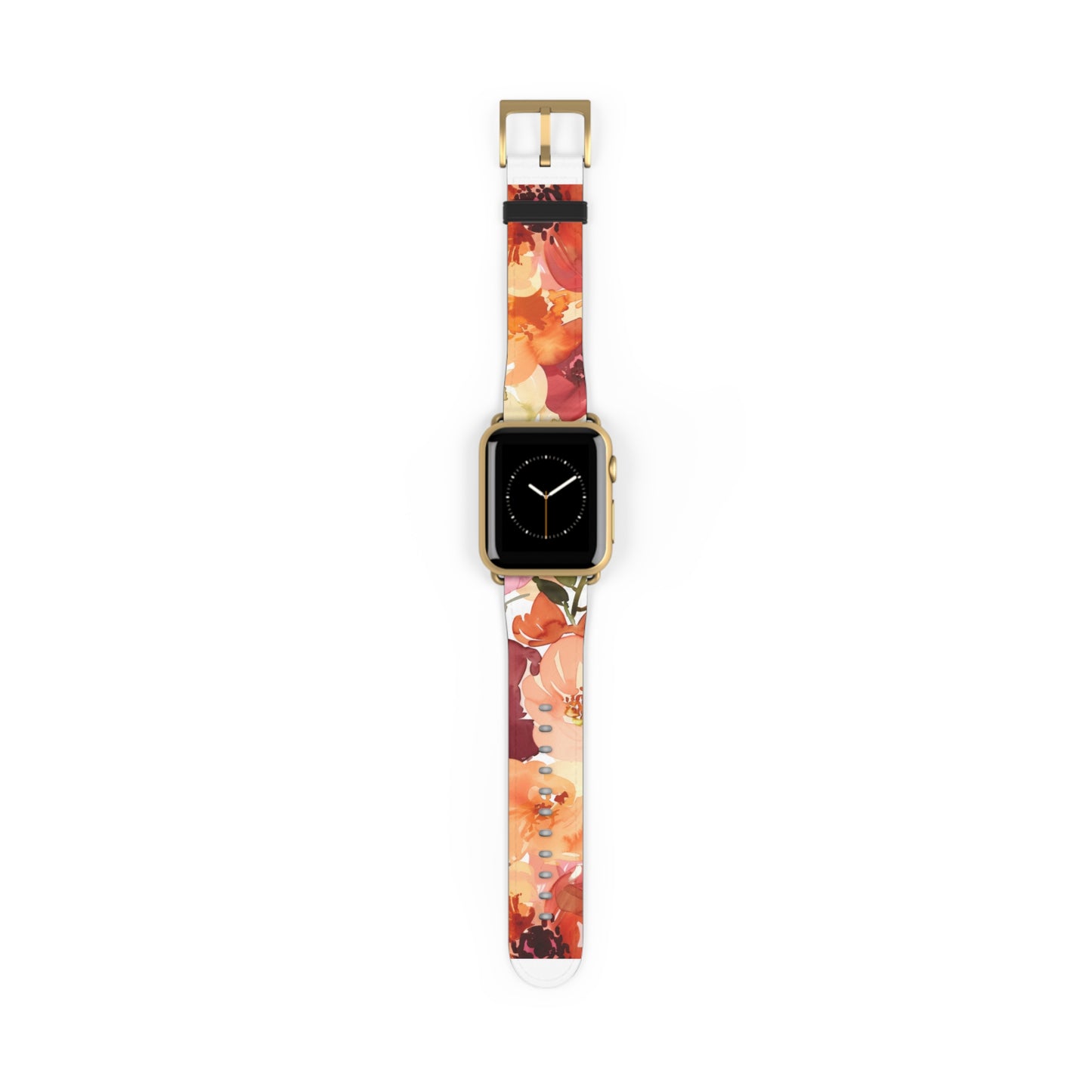 Lebendiges Apple Watch-Armband mit Aquarell-Blumenmuster | Künstlerisches Blütenarmband. Apple Watch-Armband Apple Watch-Armbänder für Serie 4, 5, 6, 7, 8, 9, ULTRA SE, 38/40/41 mm und 42/44/45 mm, veganes Kunstlederband 