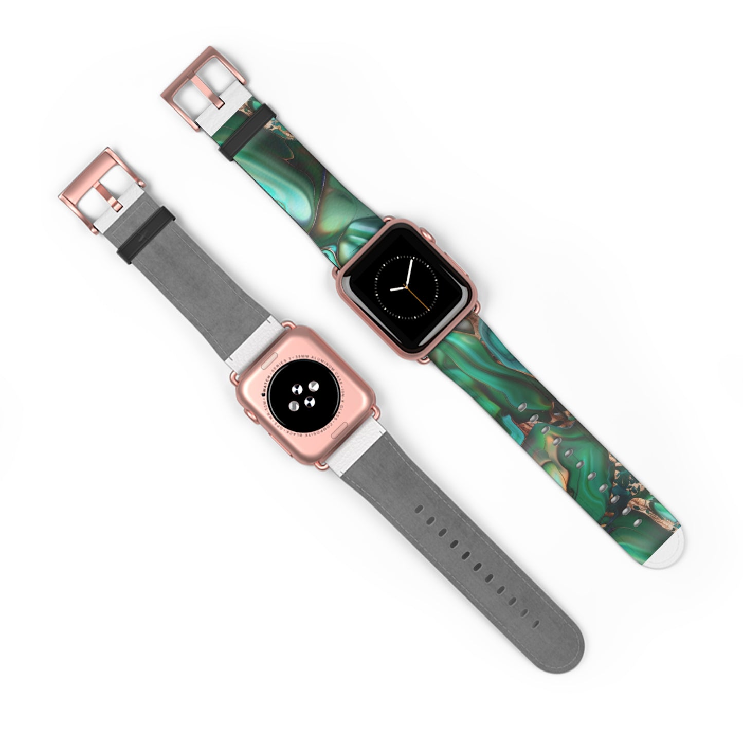 Cinturino per Apple Watch con ricciolo in marmo smeraldo | Lussuoso cinturino da polso astratto verde. Cinturino Apple Watch Cinturini Apple Watch per serie 4 5 6 7 8 9 ULTRA SE 38/40/41 mm e 42/44/45 mm Cinturino in ecopelle vegana 