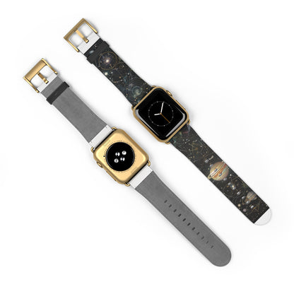 Solar System Exploration Apple Watch Band, Planetary Orbits & Constellations, Durable Black Silicone Strap for Astronomy Fans. Apple Watch Band Apple Watch Straps For Series 4 5 6 7 8 9 ULTRA SE 38/40/41mm & 42/44/45mm Vegan Faux Leather Band