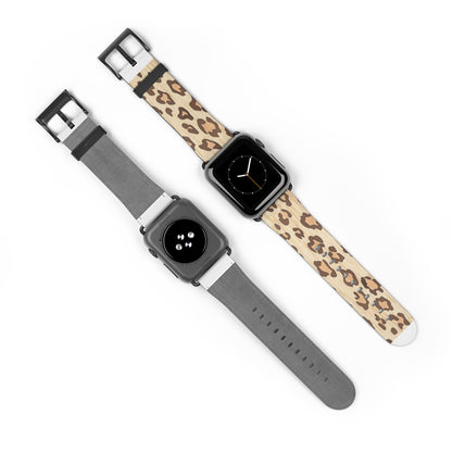 Apple Watch-Armband mit natürlichem Holzmaserungs-Leopardenmuster | Einzigartiges Armband aus Kunstholz. Apple Watch-Armband, Apple Watch-Armbänder für Serie 4, 5, 6, 7, 8, 9, ULTRA SE, 38/40/41 mm und 42/44/45 mm, veganes Kunstlederarmband 