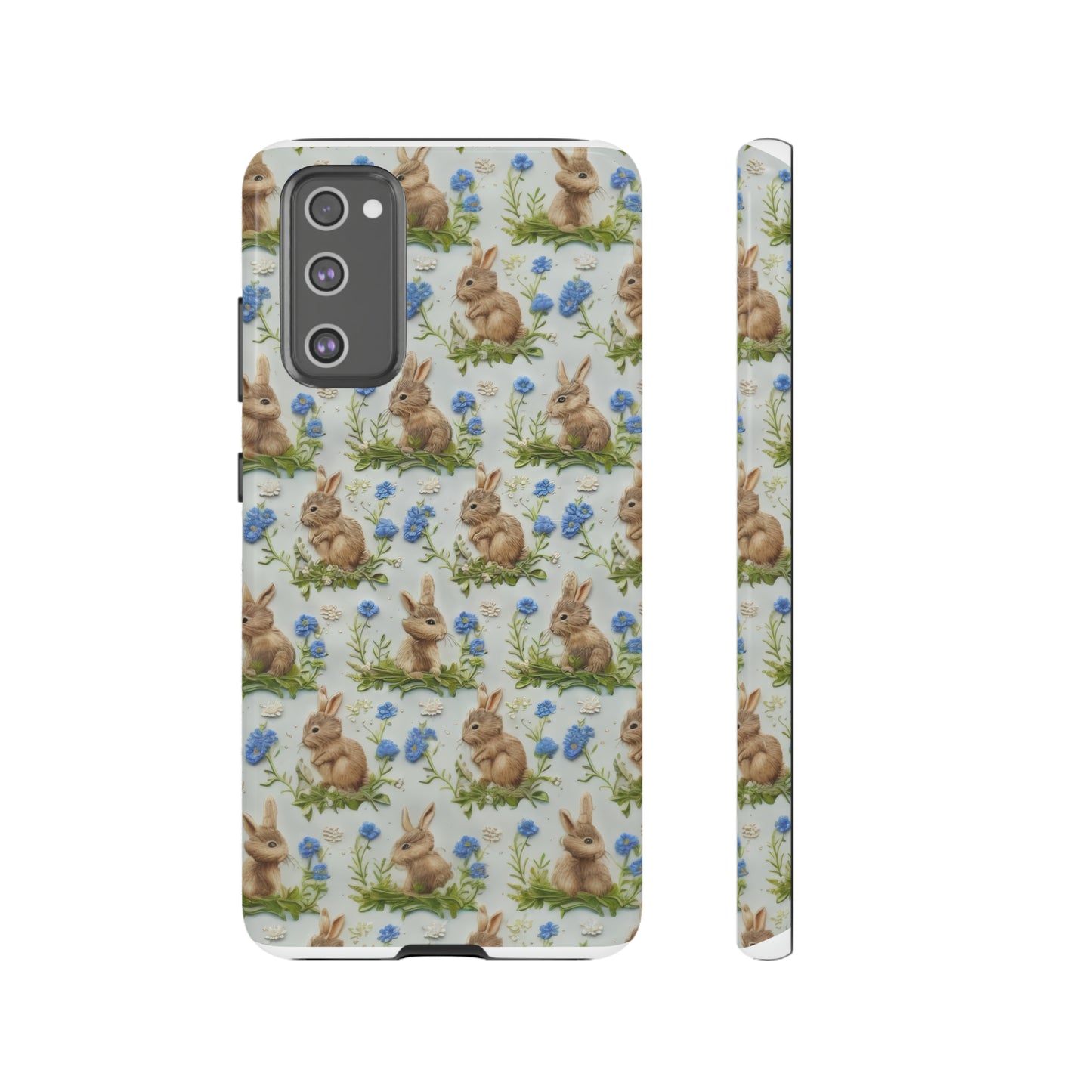 Springtime Bunnies iPhone Hülle, Entzückendes Kaninchen- und Glockenblumen-Design, Bezaubernde Schutzhülle, Robuste Hüllen 