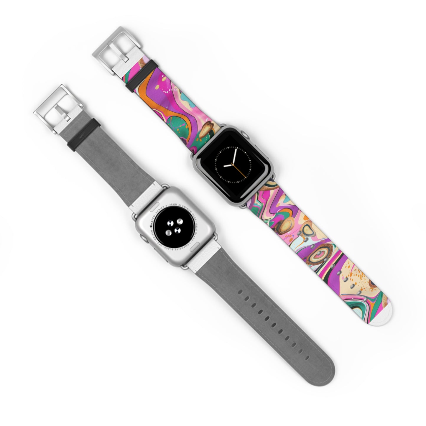 Vibrant Marbled Art Apple Watch Band, Expressive Color Fusion Smartwatch Strap, Unique Abstract Design Wristband Accessory. Apple Watch Band Apple Watch Straps For Series 4 5 6 7 8 9 ULTRA SE 38/40/41mm & 42/44/45mm Vegan Faux Leather Band