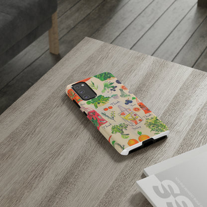 Custodia per telefono a tema di generi alimentari sostenibili, cover dal design ecologico per lo shopping per smartphone, custodie per telefoni resistenti 