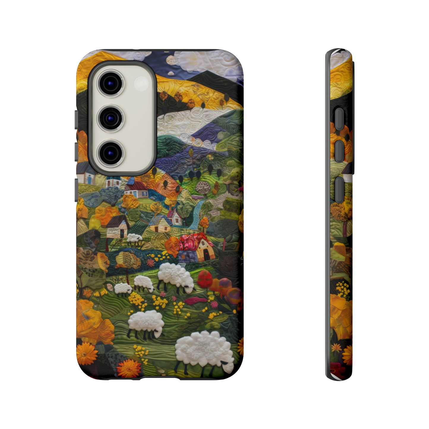 Quaint Countryside Quilt iPhone Case, Artistic Pastoral Landscape, Sturdy Protective Cover, Tough Phone Cases