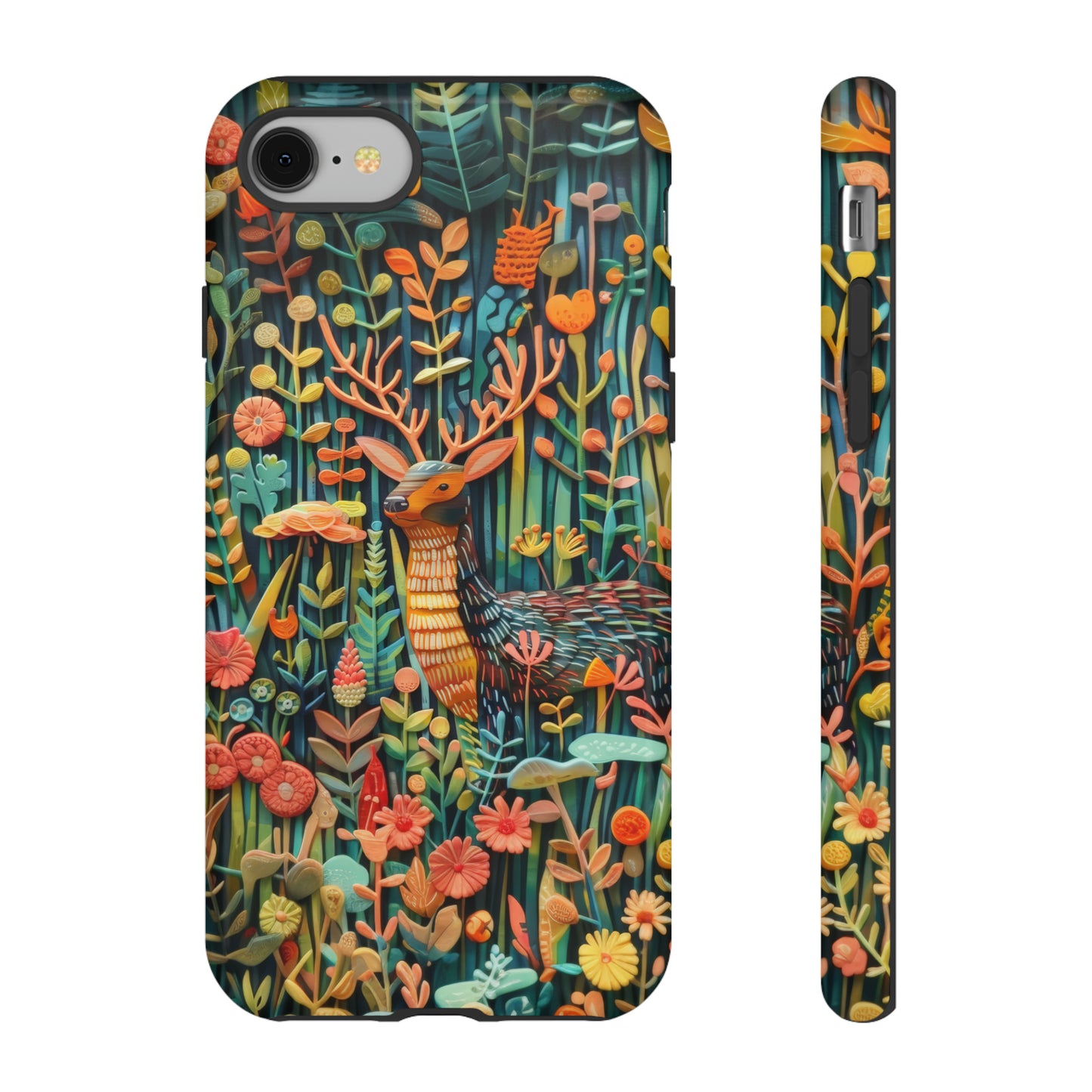 Mystical Woodland Stag iPhone Case, Vibrant Nature Scene, Artistic Protective Cover, Tough Phone Cases