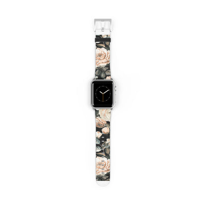 Classic Peony Elegance Apple Watch Band, Timeless Floral Print Strap, Chic Botanical Pattern Smartwatch Accessory. Apple Watch Band Apple Watch Straps For Series 4 5 6 7 8 9 ULTRA SE 38/40/41mm & 42/44/45mm Vegan Faux Leather Band