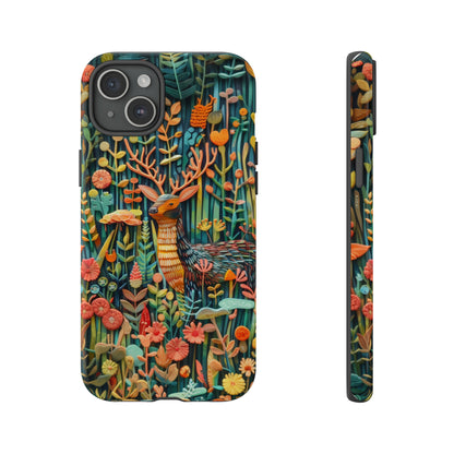 Mystical Woodland Stag iPhone Case, Vibrant Nature Scene, Artistic Protective Cover, Tough Phone Cases