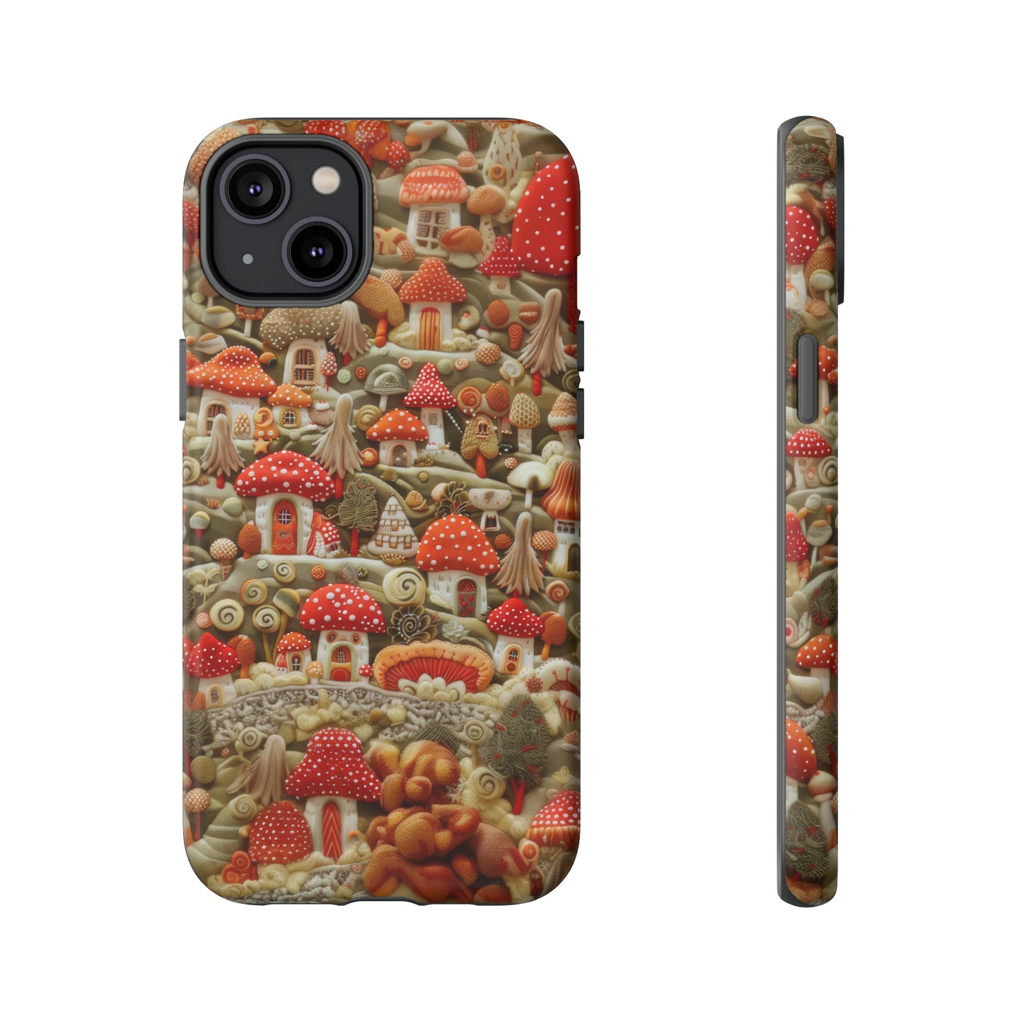 Custodia per iPhone Il villaggio dei funghi incantati, grafica con funghi fantasy, custodia protettiva unica, custodie per telefoni resistenti