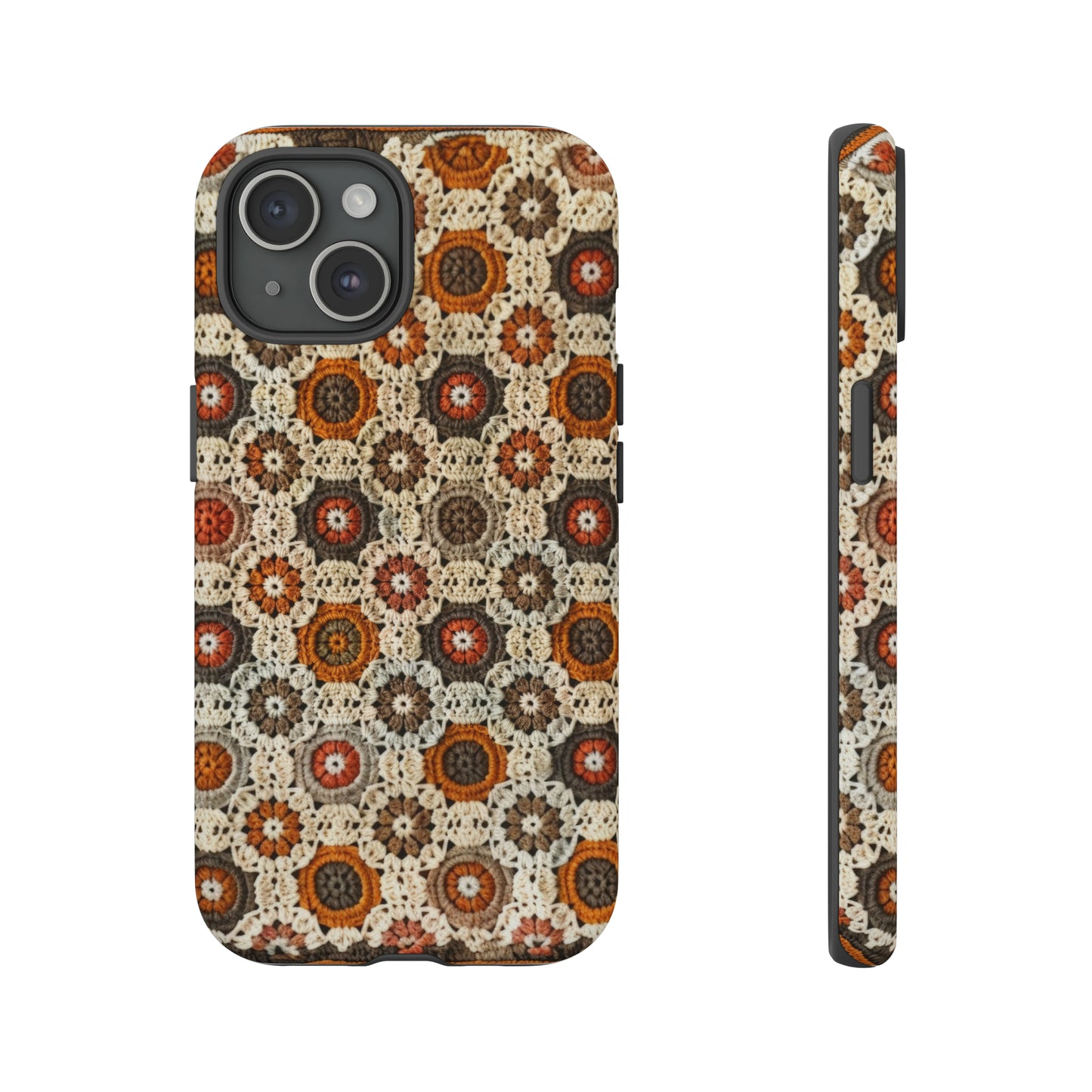 Custodia per iPhone retrò in pizzo all'uncinetto, estetica dal design artigianale, custodia protettiva in stile vintage, custodie per telefono resistenti