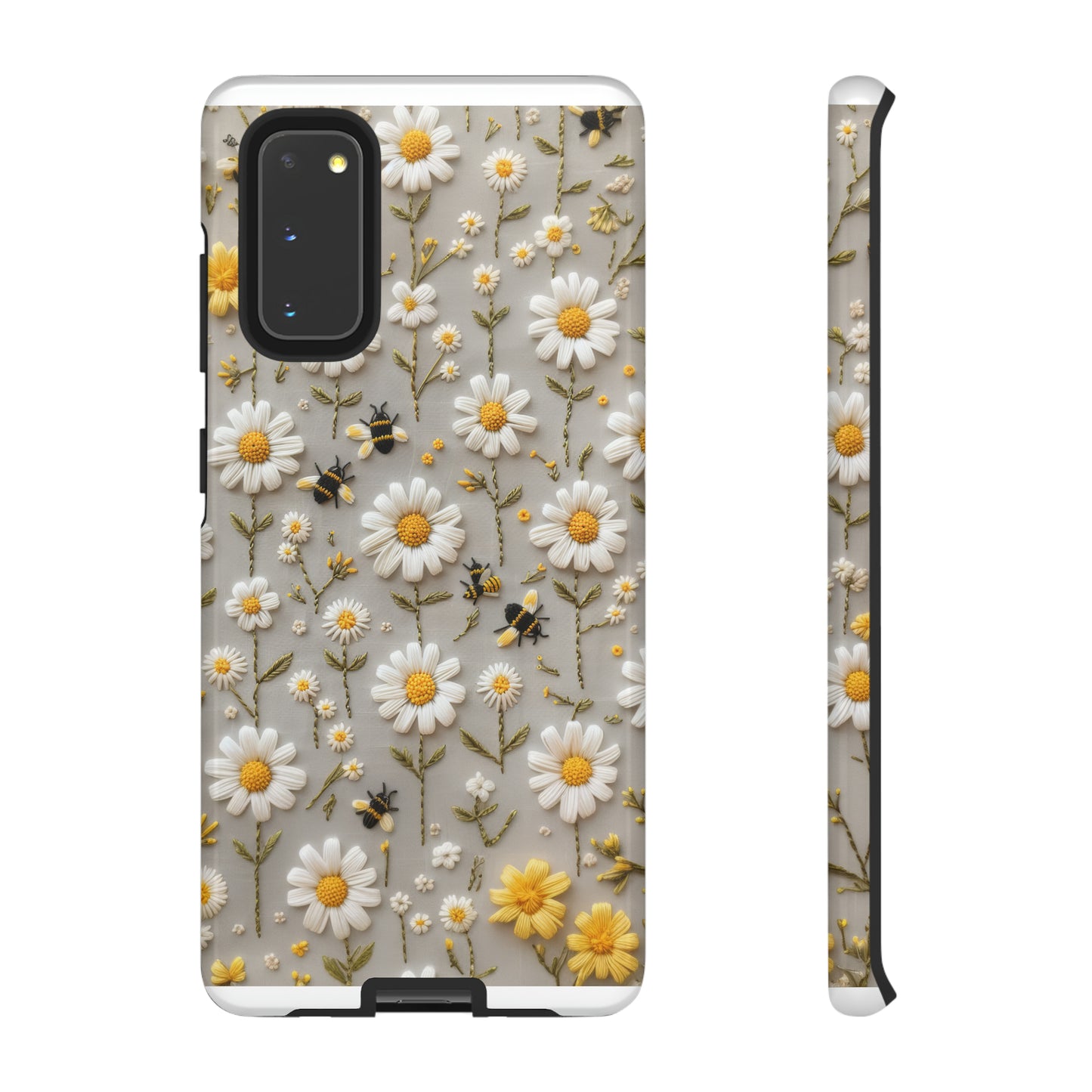 Spring Daisy Phone Case, Bees & Flowers Design, Nature-Inspired Protective Phone Cover, Tough Phone Cases