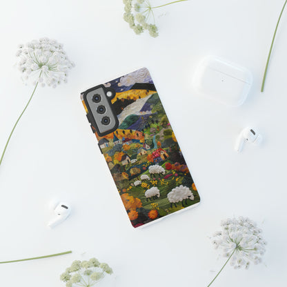 Quaint Countryside Quilt iPhone Case, Artistic Pastoral Landscape, Sturdy Protective Cover, Tough Phone Cases