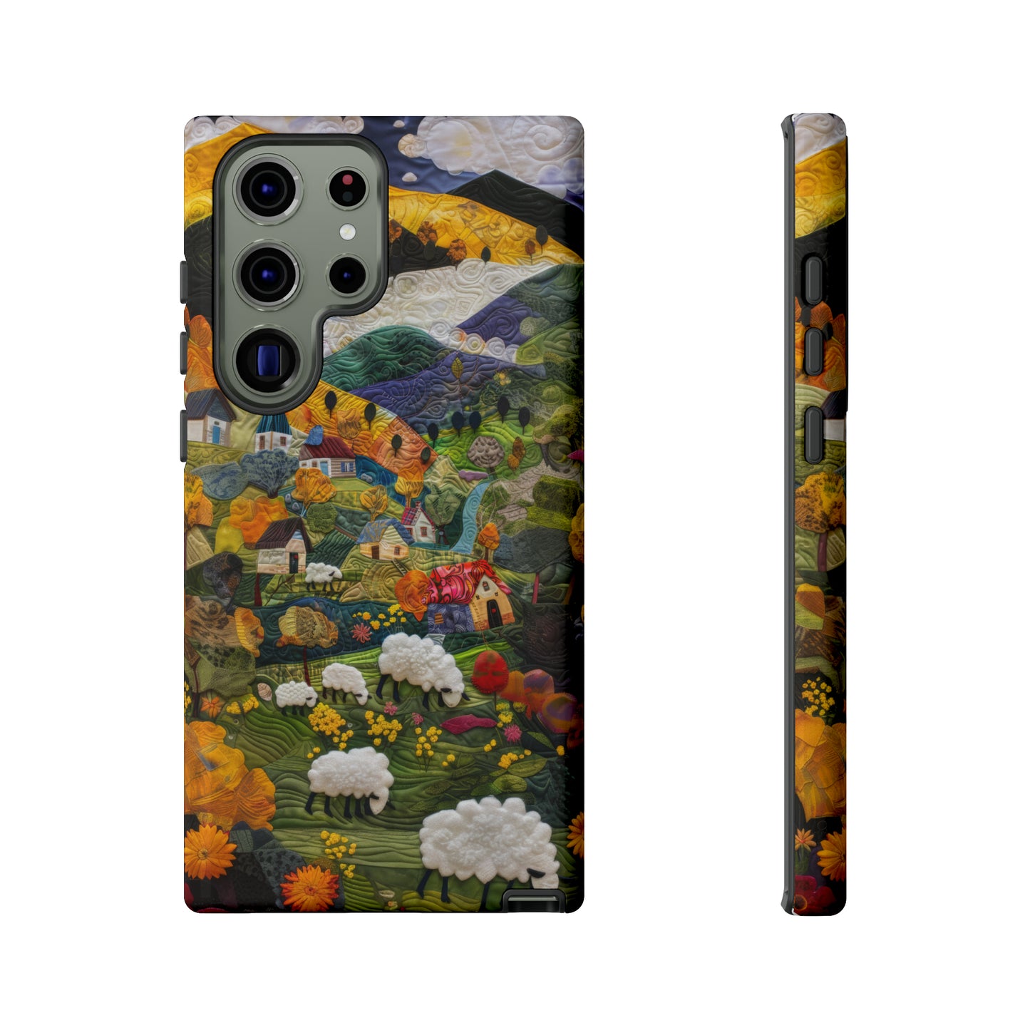 Quaint Countryside Quilt iPhone Case, Artistic Pastoral Landscape, Sturdy Protective Cover, Tough Phone Cases