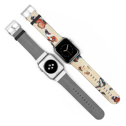 Fluttering Butterflies Apple Watch Band, Nature-Inspired Lepidoptera Design Strap, Soft-Hued Insect Pattern Wristband. Apple Watch Band Apple Watch Straps For Series 4 5 6 7 8 9 ULTRA SE 38/40/41mm & 42/44/45mm Vegan Faux Leather Band