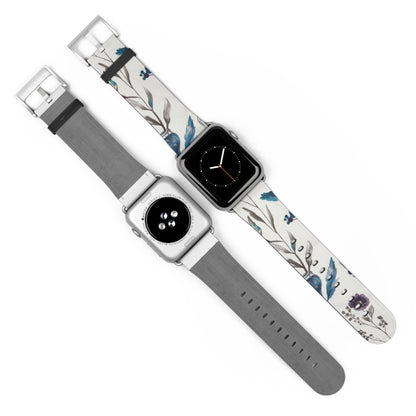 Florale Eleganz Apple Watch Band | Schickes Armband mit botanischem Design. Apple Watch Band Apple Watch Armbänder für Serie 4 5 6 7 8 9 ULTRA SE 38/40/41 mm und 42/44/45 mm veganes Kunstlederband 