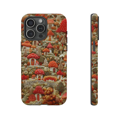 Custodia per iPhone Il villaggio dei funghi incantati, grafica con funghi fantasy, custodia protettiva unica, custodie per telefoni resistenti