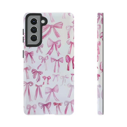 Pretty Pink Bows Phone Case, Feminine Ribbon Design Cover for Smartphones, Charming Accessory, Tough Phone Cases