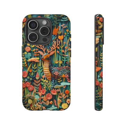 Mystical Woodland Stag iPhone Case, Vibrant Nature Scene, Artistic Protective Cover, Tough Phone Cases