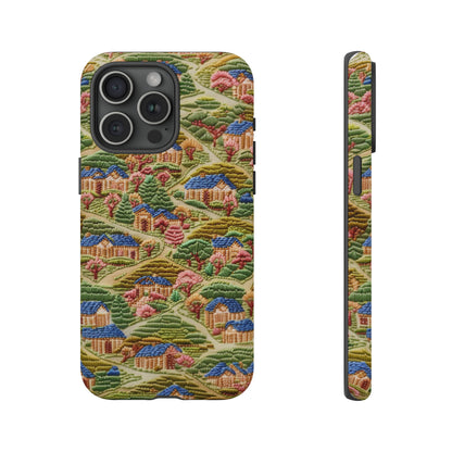 Caratteristica custodia per iPhone trapuntata in stile country, design patchwork affascinante, cover per telefono artistica e protettiva, custodie per telefono resistenti