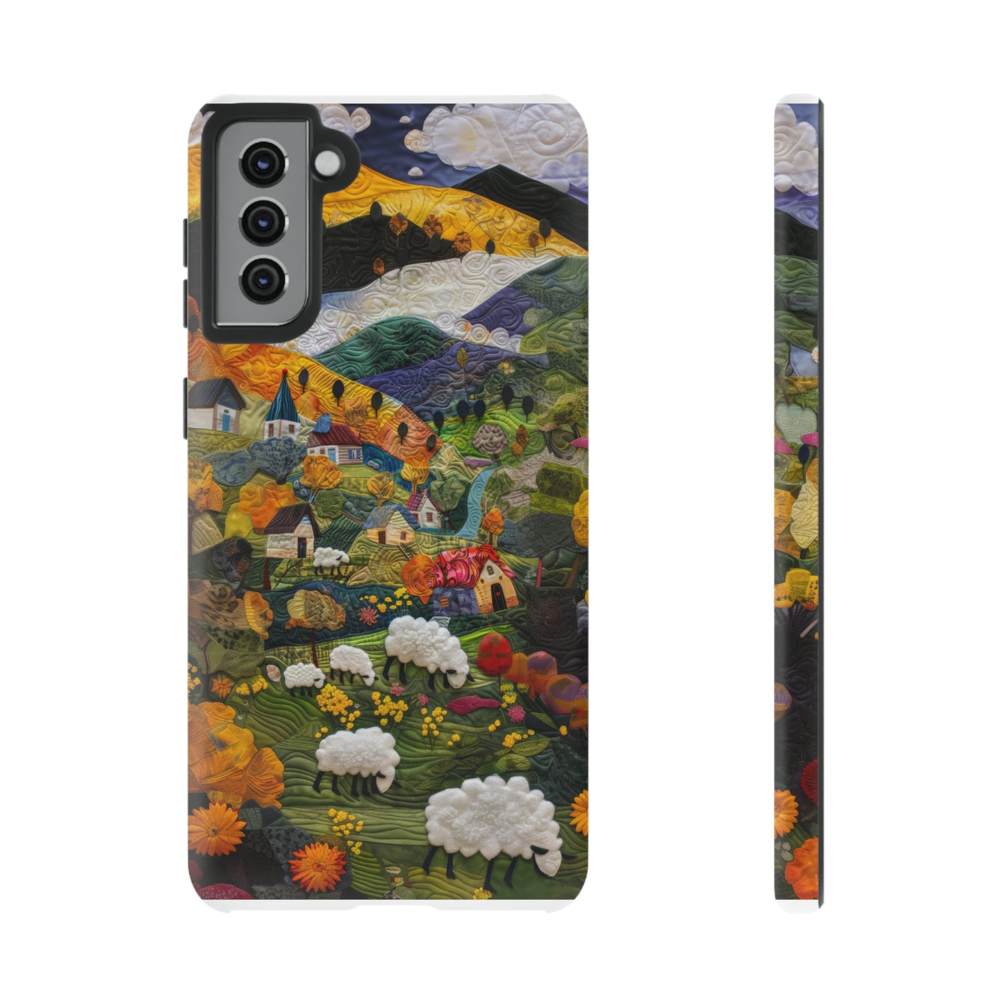 Quaint Countryside Quilt iPhone Case, Artistic Pastoral Landscape, Sturdy Protective Cover, Tough Phone Cases