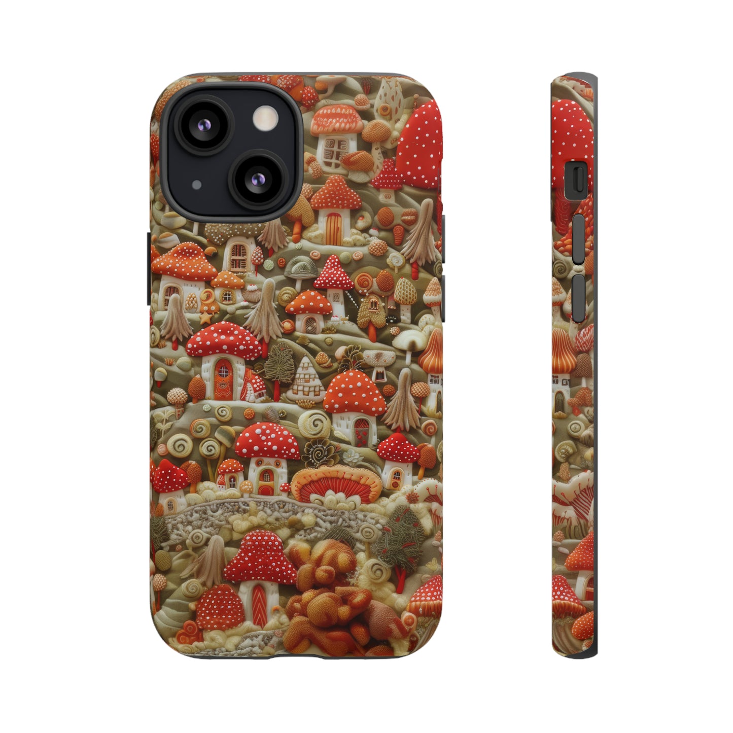 Custodia per iPhone Il villaggio dei funghi incantati, grafica con funghi fantasy, custodia protettiva unica, custodie per telefoni resistenti