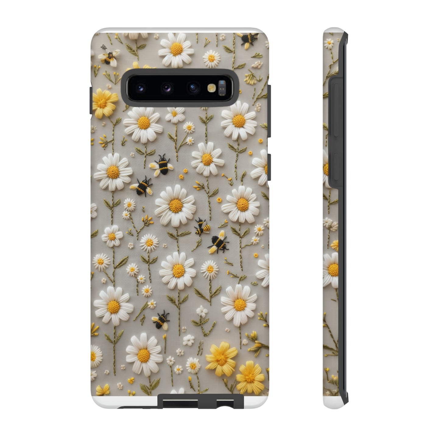 Spring Daisy Phone Case, Bees & Flowers Design, Nature-Inspired Protective Phone Cover, Tough Phone Cases