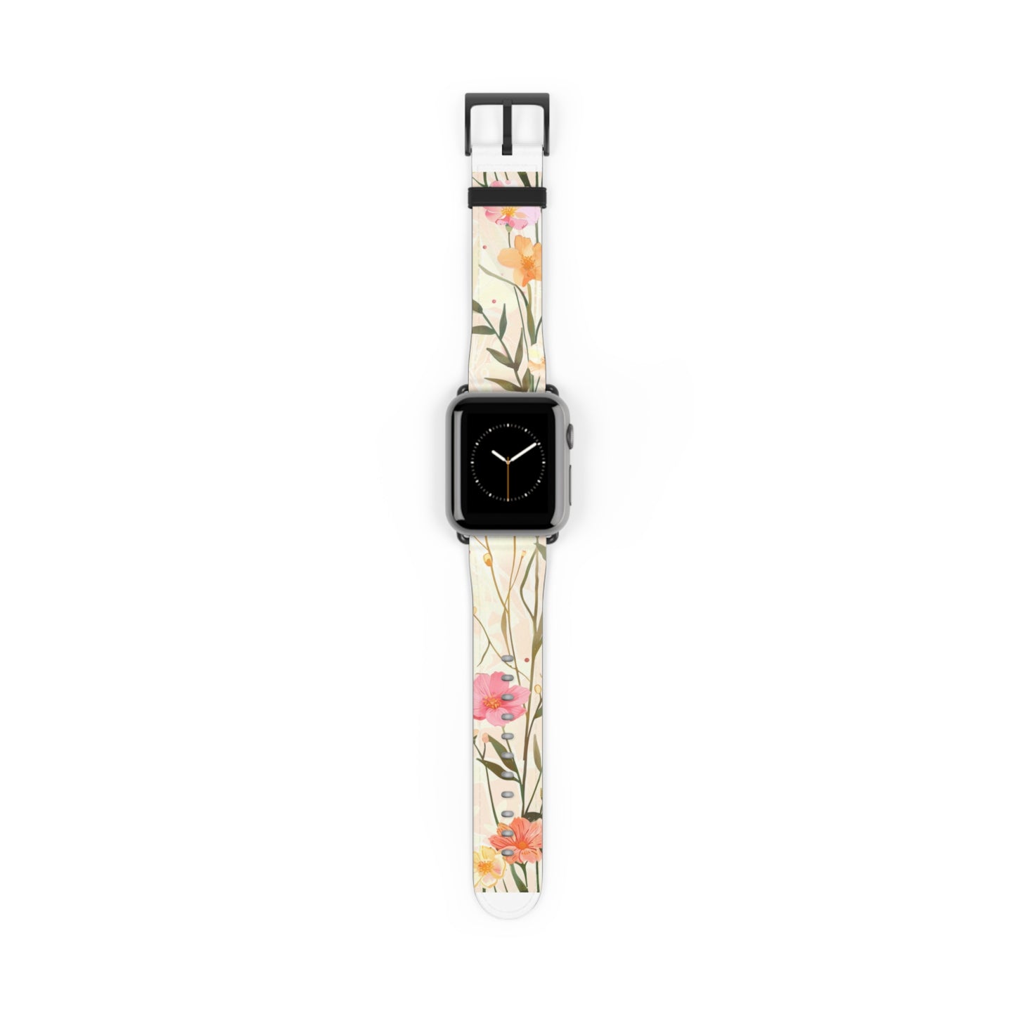 Pastel Floral Apple Watch Band, Spring Blossom Soft Silicone Strap, Peach & Pink Flowers for Elegant Daily Wear. Apple Watch Band Apple Watch Straps For Series 4 5 6 7 8 9 ULTRA SE 38/40/41mm & 42/44/45mm Vegan Faux Leather Band