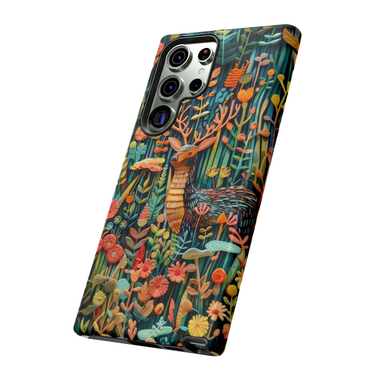 Mystical Woodland Stag iPhone Case, Vibrant Nature Scene, Artistic Protective Cover, Tough Phone Cases