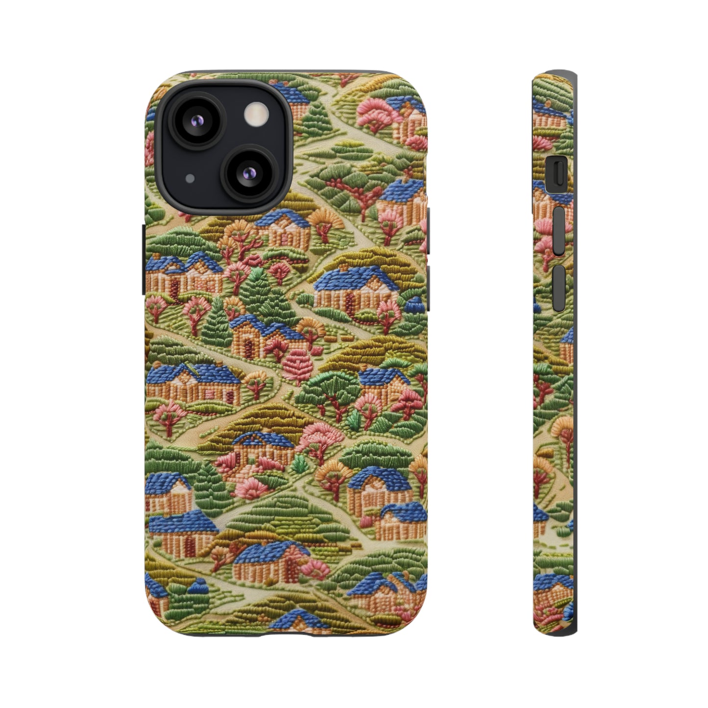 Caratteristica custodia per iPhone trapuntata in stile country, design patchwork affascinante, cover per telefono artistica e protettiva, custodie per telefono resistenti